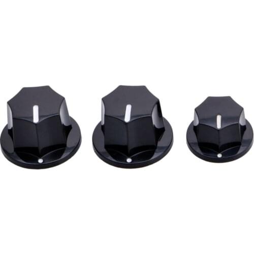 3pcs/Set Bass Plastic Knobs Standard For Jazz Bass New Black Guitar Strings button