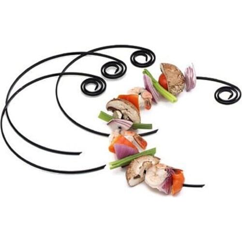 7.5'' 4pcs Non-Stick Circle BBQ Kabob Skewers Round Appetizer Barbecue Sticks Needle Skewer Presentation Bar Restaurant Tools