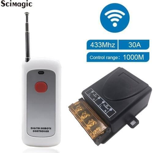 433 MHz AC 220V 30A Relay Wireless RF Remote Control Switch & 433MHz 1CH Remote Transmitter For Water Pump Factory Motor
