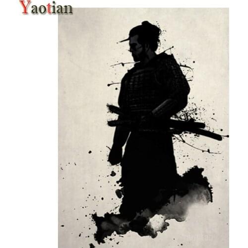 5D Diamond Painting Japanese Samurai Black And White Diamond Embroidery Full Square Round Drill Puzzles Handwork Home Decor New