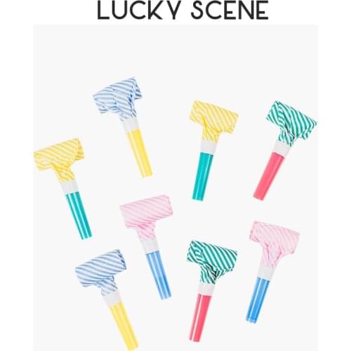 8Pcs Fresh Colorful Stripes Party Blower Blowout Horn Whistle Noise Maker for Birthday Party S00658