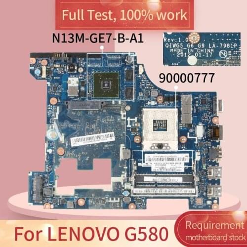 90000777 For LENOVO G580 LA-7981P 11S90000777ZZ SLJ8E N13M-GE7-B-A1 DDR3 motherboard Mainboard full test 100% work