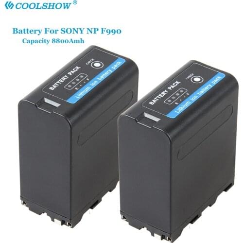 Battery NP-F990 NP F990 NPF990 F930 F950 F960 F970 8800MAH for Sony Camcorder HXR-MC1500C NEX-EA50 HVR-Z7C NX3 5 LED Video Light