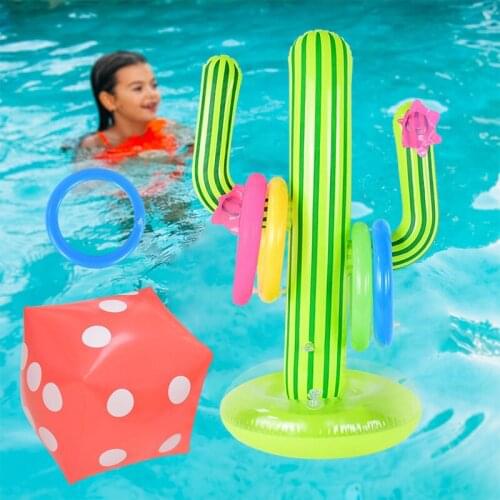 Outdoor Swimming Pool Accessories Inflatable Cactus Ring Dice Toss Game Floating Pool Toys Beach Party Supplies Party Bar Travel