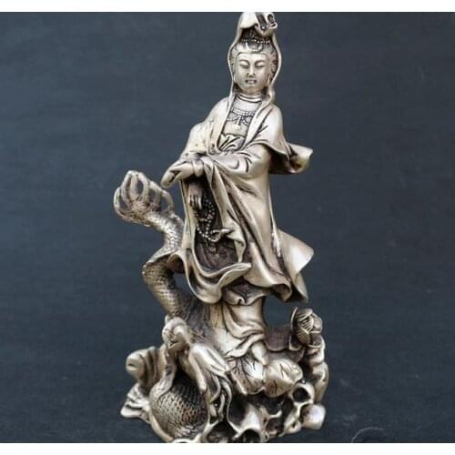 Antique old QingDynasty silver statue /sculpture---Guanyin Buddha ,handmade crafts,Decorationcollection&adornment,Free shipping