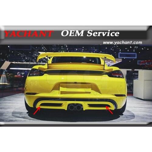 Car-Styling NEW Arrival Carbon Fiber Rear Bumper Lip Fit For 2017-2018 Cayman Boxster 718 TA Style Rear Lip Diffuser