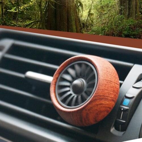 Wooden Car Aromatherapy Round Rotatable Fan Blade Air Conditioning Air Outlet Clip Perfume Interior Accessories