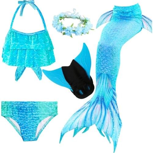 Children Swimsuit Bikini Flipper Mermaid Tails Shorts top for Swimming Mermaid tail monofin Girls Costumes zeemeerminstaart