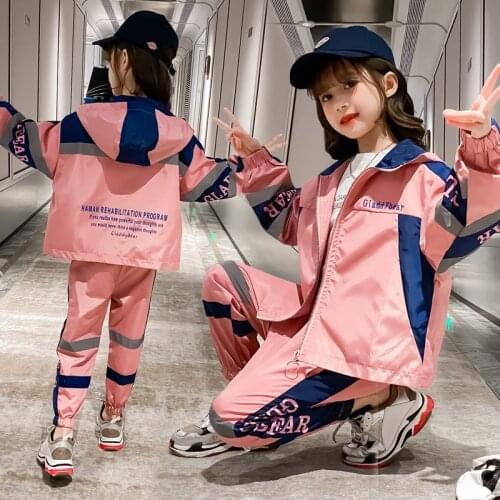 Autumn Children Boys Girls Clothes Suit zipper Girls Hooded jacket Pants spring sets teens Active Clothing Kids Tracksuits 3-12Y