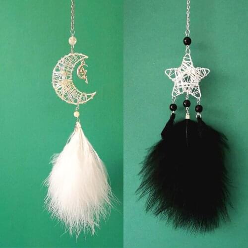 Nordic star moon dream catcher room deocration car dreamcatcher white pink blue room wedding gift for girls