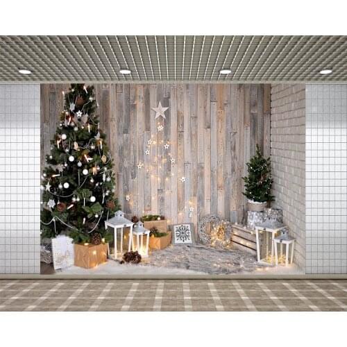 Lyavshi Christmas tree wooden wall flash decoration brick wall background cloth photo studio photography background