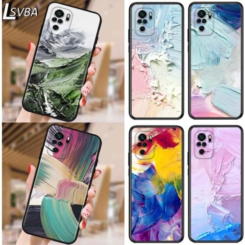 Oil Painting Paints for Xiaomi Redmi Note 10 10S 9 9T 9S 9Pro Max 8T 8Pro 8 7 6 5 Pro 5A 4X 4 Soft Black Phone Case