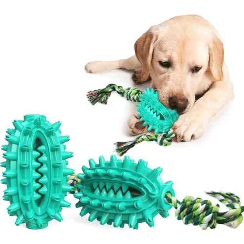 Multifunctional Pet Teething Dog Toy With Rope Fun Interactive Dog Teething Cleaning Ball Dog Teething Stick Toothbrush