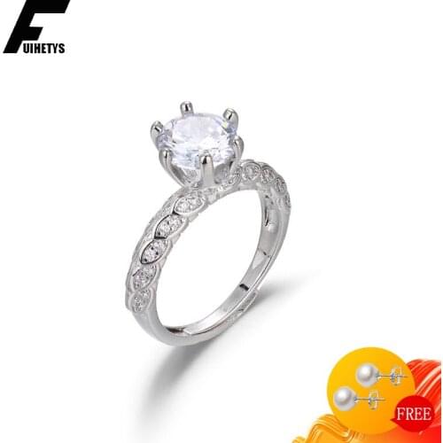 Trendy Women Ring 925 Silver Jewelry Inlaid Zircon Gemstone Open Finger Rings for Wedding Engagement Party Accessories Wholesale