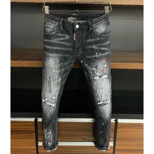 Men Jeans Pencil Pants Motorcycle Party Casual Trousers Street Clothing 2021 Denim Man Clothin A381