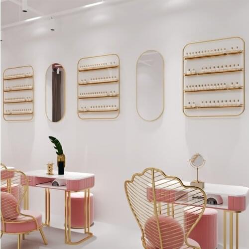 Manicure Shelves Display Stand Nail Polish Recks Iron Art Manicure Shelving Wall Hanging Shelf Nail Polish Shelves For Bathroom