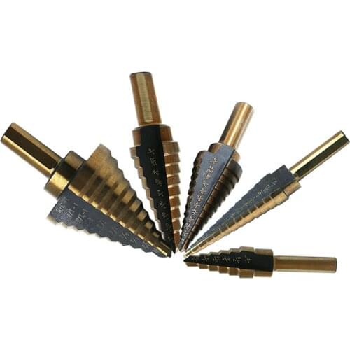 5-piece set of inch step drill set aluminum boxed step drill steel plate drill twist drill reaming drill NEW