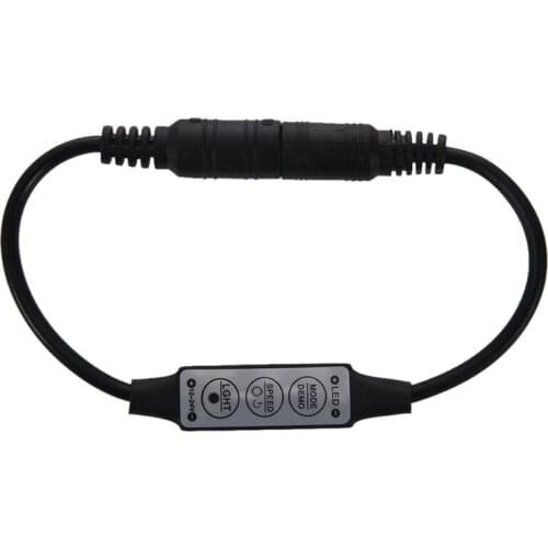 Low-profile Inline Controller Mini 3 Key Dimmer Switch for LED Strip Light Black