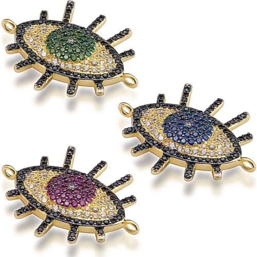 NEW Pavé Color Crystal Classic Personality Big Eye Alloy Connector DIY Bracelet Necklace Gift Accessories Wholesale