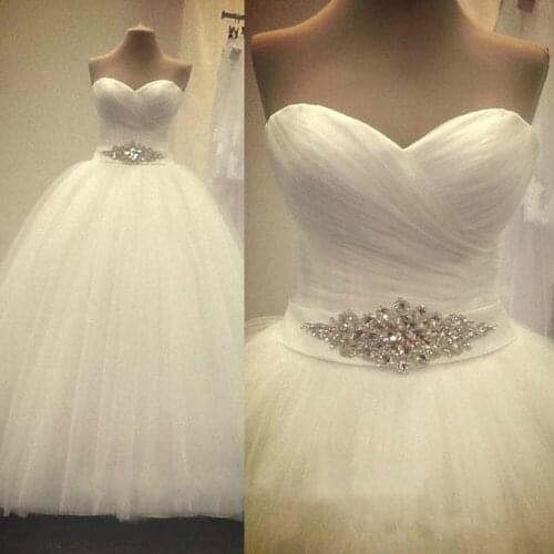 New Crystal Sash Vintage White/Ivory Wedding Dresses 2019 Vestidos de Noivas Plus Size Sweetheart Bridal Gowns Wedding Dress