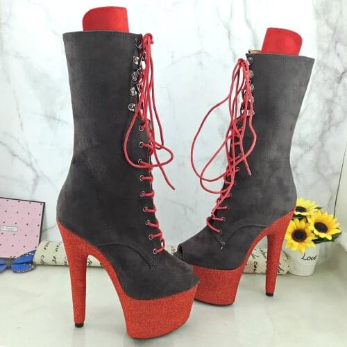 Leecabe 17CM/7inches Pole dance shoes High Heels Pole Dance boot