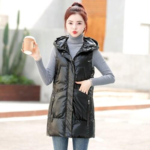 ISENMAL Girls Student Autumn Vest Winter Women Loose Vest With Hoods Jacket Cotton Padded Lady Windproof Warm Waistcoat