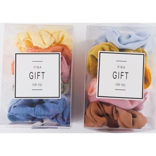 Simple Handmade Fabric Large Intestine Ring Transparent Boxed 6 Pieces into Girls' Hair Bands Cute Wild Hair Accessories