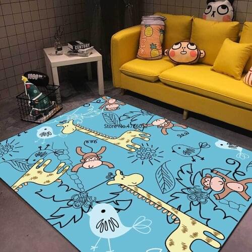 Nordic small animals cartoon monkey giraffe childrens room living room bedroom bedside carpet floor mats custom