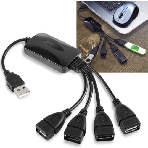 Premium High Speed 4 Port USB 2.0 Octopus Hub Splitter for PC Laptop Black