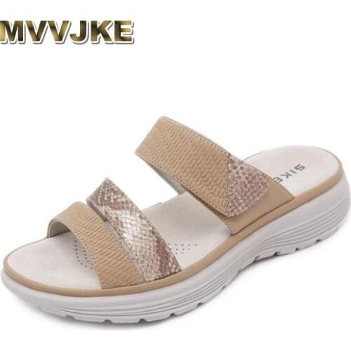 MVVJKE 2021 Summer Shoes Women Slippers Fashion Holiday Shoes Ladies Beach Slippers Thick Sole Soft Comfortable Big Size 42
