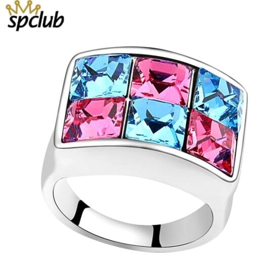 Vintage Ring Pave Setting Crystals From Swarovski Engagement Wedding Band Shining Rings Finger Jewelry For Women Bridal Bijoux