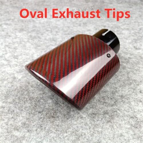 Oval Shape 1Pcs Car Styling Glossy Red Carbon Muffler End Pipe Exhaust Pipe Muffler For Akrapovic Carbon Exhaust Tips