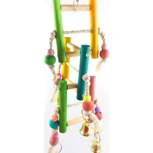 1 Pcs parrot Bird toy Cotton Ropes Wooden Ladder Climbing Chewing Standing toys Pendant Hanging Bites Bird Cage toy Accessories