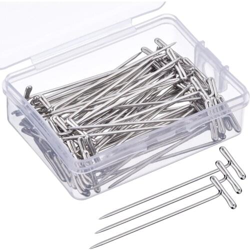 100pcs 51mm Stainless Steel T Pins Head Sewing Needles Stitch Straight Pins Dressmaking Pins Quilt Applique Sewing Accessories
