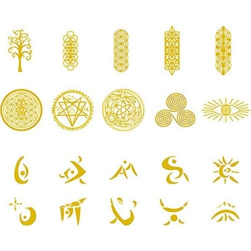 20Pcs Sacred Geometric Copper Orgonite Sticker Flower Life Tree DIY Energy Tower Pyramid Material Epoxy Resin Art Crafts