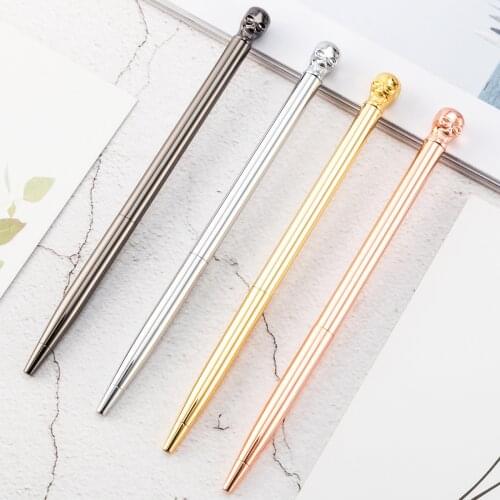 20 Pcs Per Set Wholesale Skull Metal Pen Black Ballpoint Pen Rose Gold Business Gift Pen Gift Wholesale