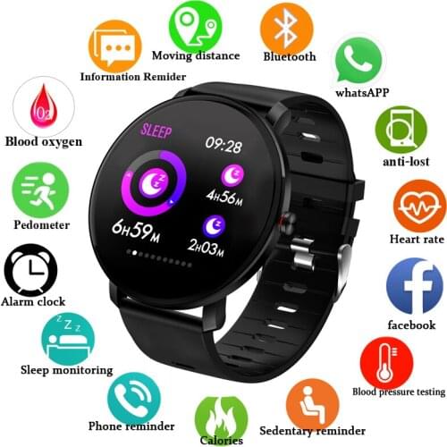 2019 Waterproof Smartwatch IP68 Mens Gift Sports Fitness Tracker Watch Heart Rate Blood Pressure Weather Calls Phones Reminder