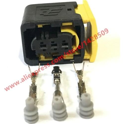 5 Sets 3 Pin Waterproof Female Plugs Auto Car Connector For Benz BMW 1-1418448-1 With Terminals