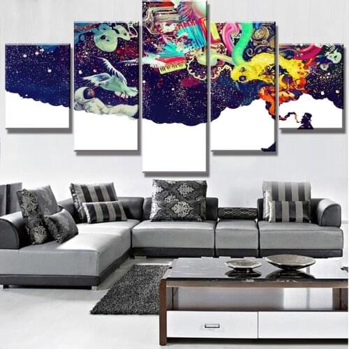 5 Piece Canvas Art Higher Thoughts Decor Abstract Painting Canvas Wall Art Home Room Decorations