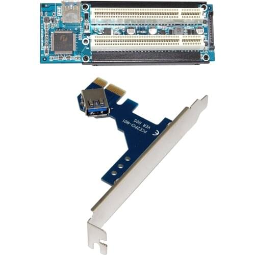 PCI-E Express X1 To Dual PCI Riser Extender Card Adapter With USB 3.0 Cable