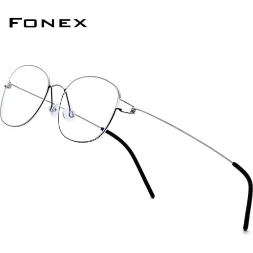 FONEX Titanium Alloy Glasses Frame Men Prescription Eyeglasses Korean Women Myopia Optical Frame Screwless Eyewear 98618
