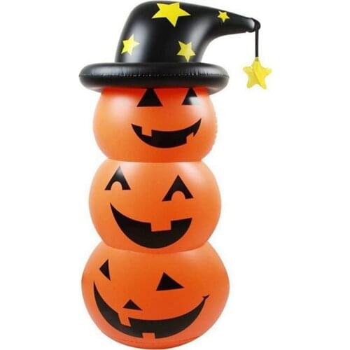 Halloween Home Decoration Inflatable Toy Pumpkin Tumbler 4.6Ft Halloween 3 Pumpinks Stacked Blow up Decor