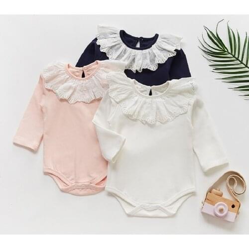Toddler Girl Romper Autumn Baby Long Sleeve Bodysuit Lotus Leaf Collar Wrap Buttock Garment Cotton Jumpsuit Climb Clothes