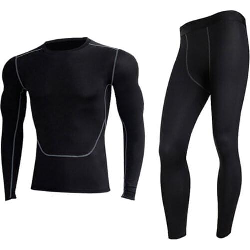 Men Thermal Underwear Set Motorcycle Autumn Winter Skiing Warm Base Layers Sportwear Tight Long Shirt & Tops Set Clothing