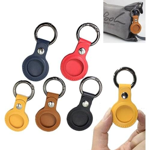 For Apple Airtags Leather Protective Case Keychain Sleeve For Apple Tracker Locator Device Anti-lost Protective Cover For airtag