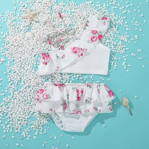 1-6years Girls Swimsuits 2021Childrens Fashion Printing Suit Girls Baby Sling Swimsuit Two-piece Suit Triangle Swimsuit Lepord