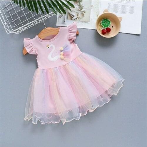 Summer Fahsion Kids Dresses Princess Kids Baby Dress For Girls Dress Sleeveless Party Birthday Baptism Dress For Children