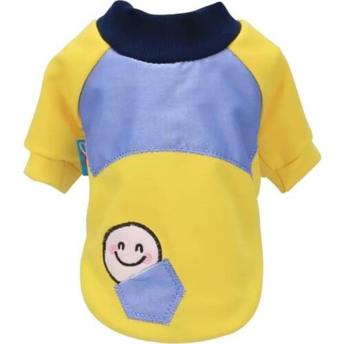 Summer Pet Dog Clothes Denim Stitching Smiley T-shirt Clothing Vest Puppy Dog Shirt Chihuahua Costume for Small Dogs for Yorkies