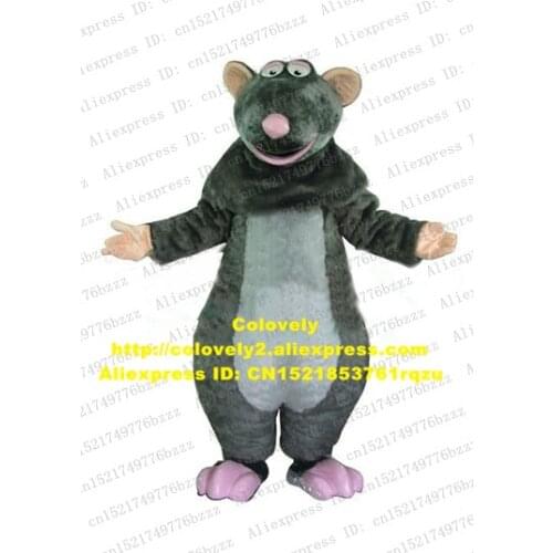 Cute Gray Remy Django Ratatouille Mice Mouse Rat Ratton Mascot Costume With Pink Foot White Ellpitic Tummy No.4255 Free Shipping