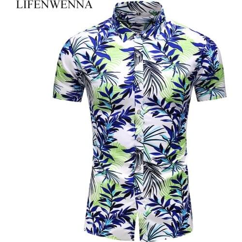 45KG-120KG Summer New Fashion Mens Hawaiian Tropical Print Casual Button Down Beach Holiday Short Sleeve Shirt 5XL 6XL 7XL